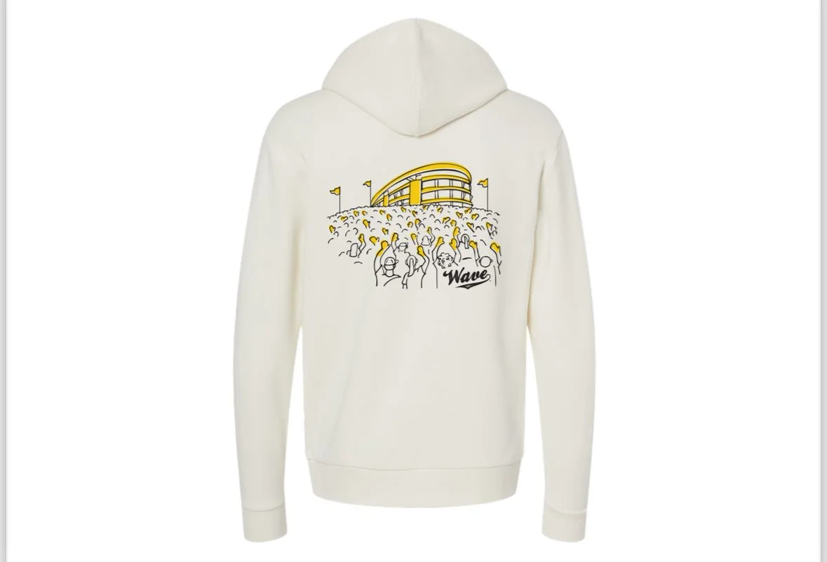 Adult Cream Iowa Wave Hooded Sweatshirt The IOWA Wave Shirt